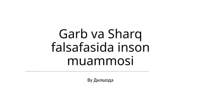 Inson Muammosi: Libos va Sharq Falsafa