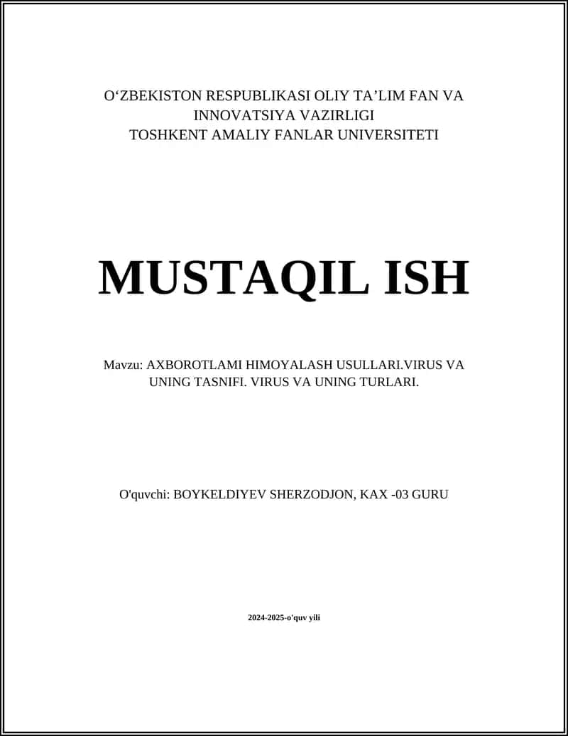 Axborotlami Himoyalash Usullari