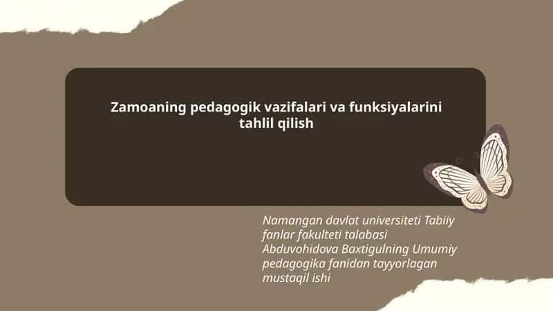 Umumiy pedagogika fanidan tayyorlagan mustaqil ish