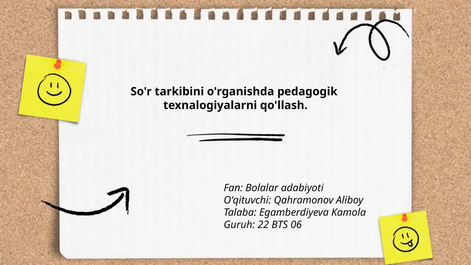 So'r tarkibini o'rganishda pedagogik texnalogiyalarni qo'llash