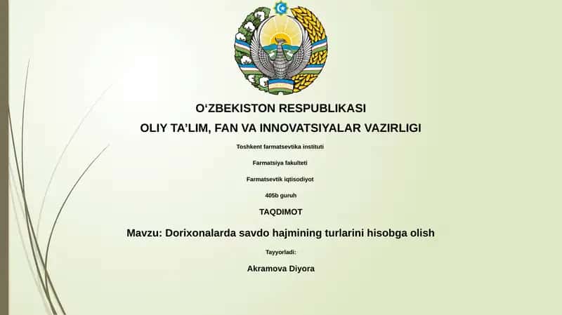 Dorixonalarda savdo hajmining turlarini hisobga olish