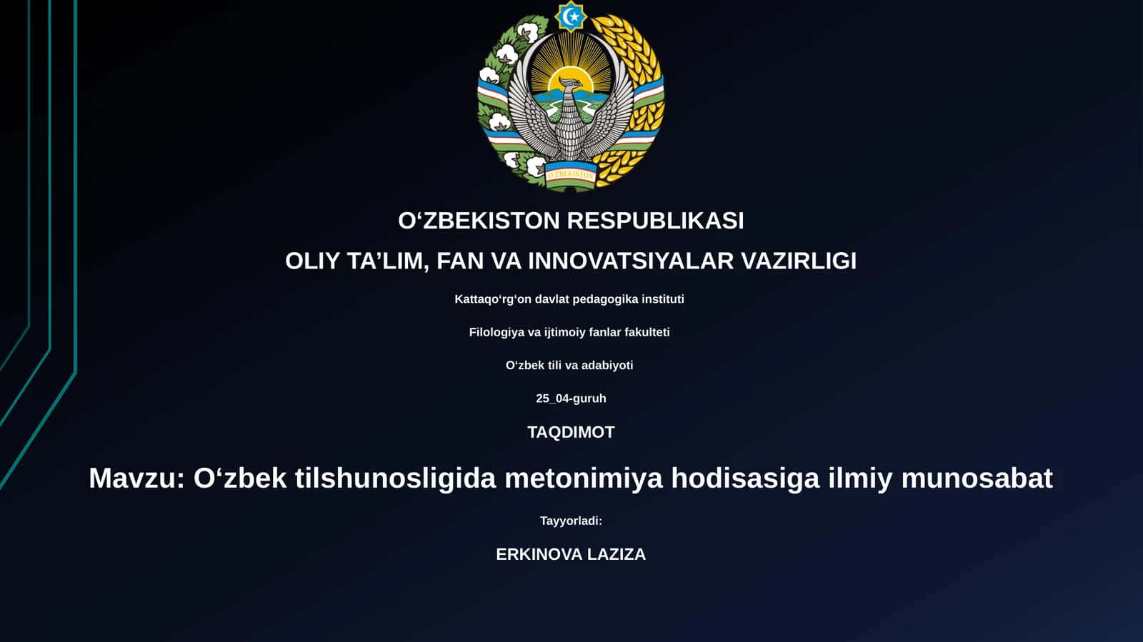 O‘zbek tilshunosligida metonimiya hodisasiga ilmiy munosabat