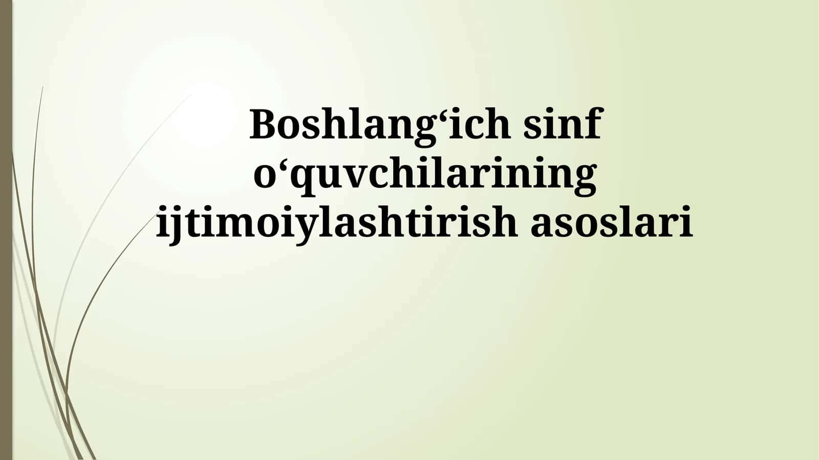 Boshlangʻich sinf oʻquvchilarining ijtimoiylashtirish asoslari