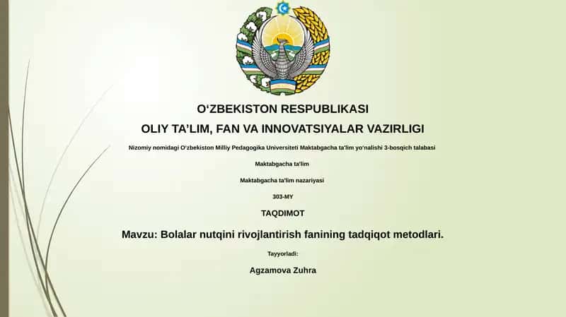 Bolalar nutqini rivojlantirish fanining tadqiqot metodlari