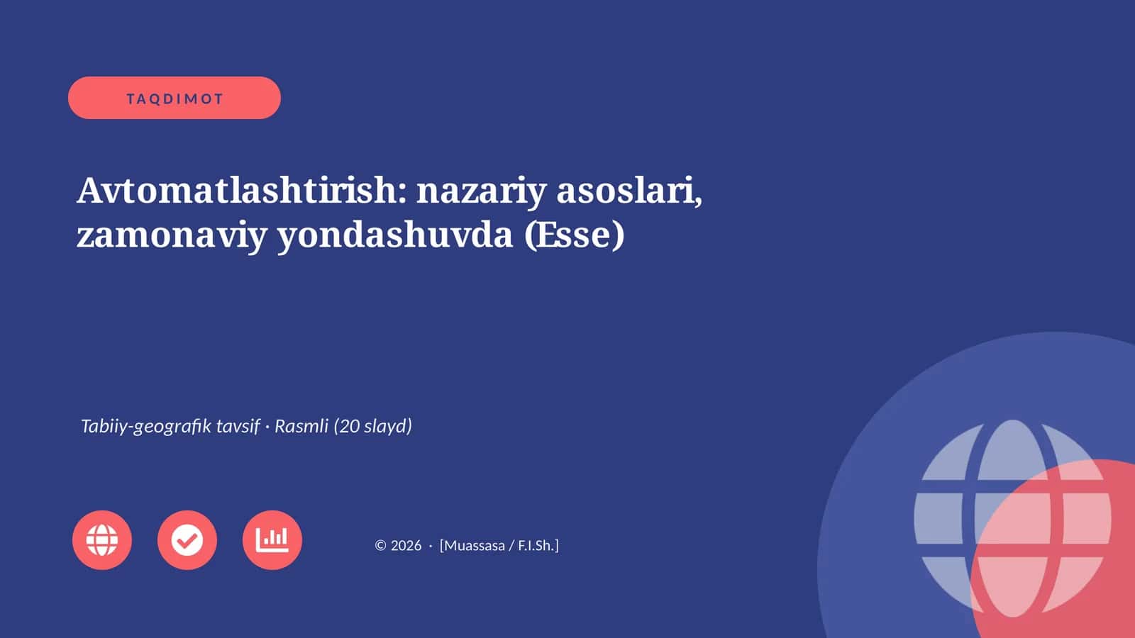 Avtomatlashtirish: nazariy asoslari, zamonaviy yondashuvda (Esse)