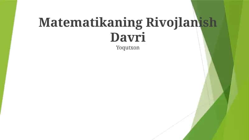 Matematikaning Rivojlanish Davri