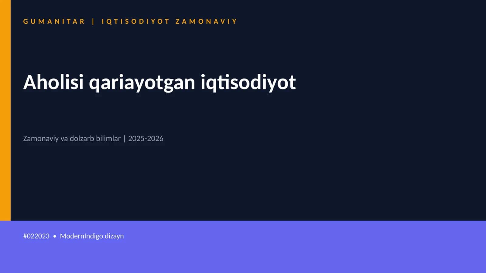 Aholisi qariayotgan iqtisodiyot
