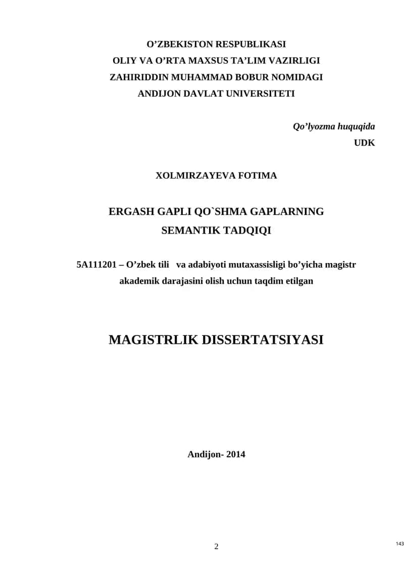 Ergash gapli qo’shma gaplarning semantik tadqiqi