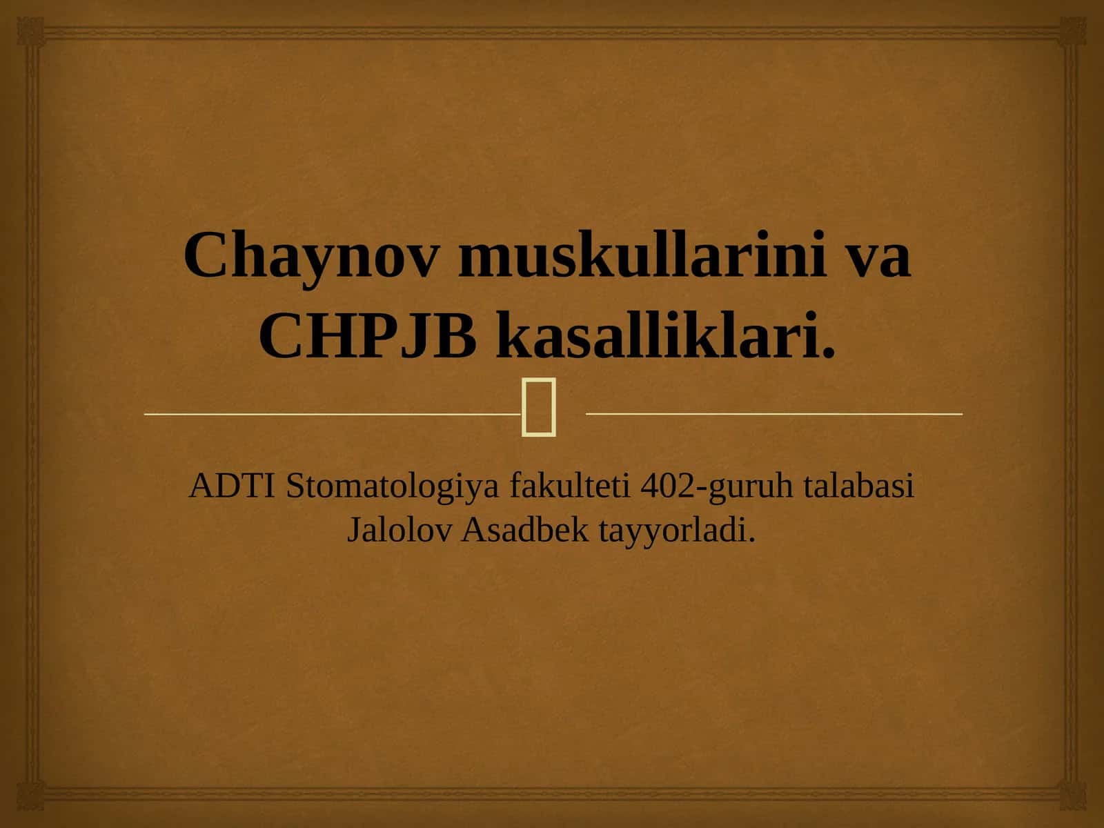 Chaynov muskullarini va CHPJB kasalliklari.