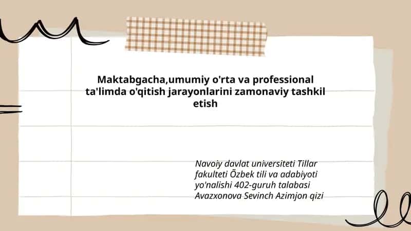 O'qitish jarayonlarini zamonaviy tashkil etish