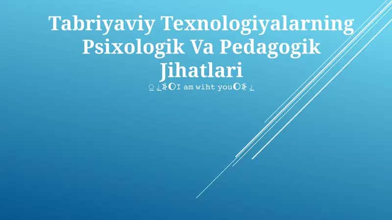 Tabriyaviy Texnologiyalarning Psixologik Va Pedagogik Jihatlari