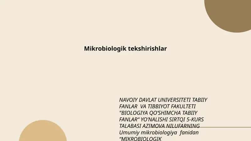 Mikrobiologik tekshirishlar