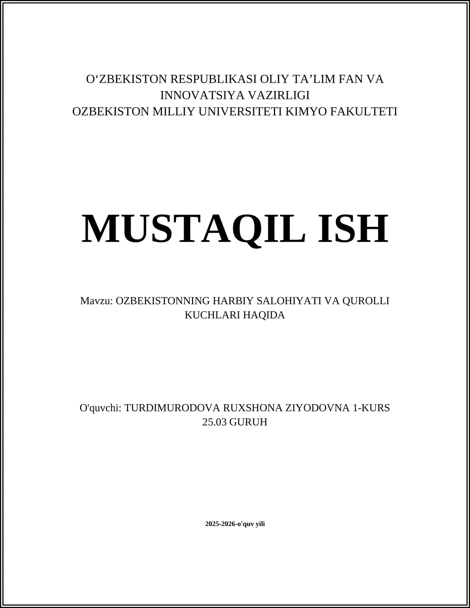 O‘zbekiston Qurolli Kuchlari tarixi va rivojlanishi
