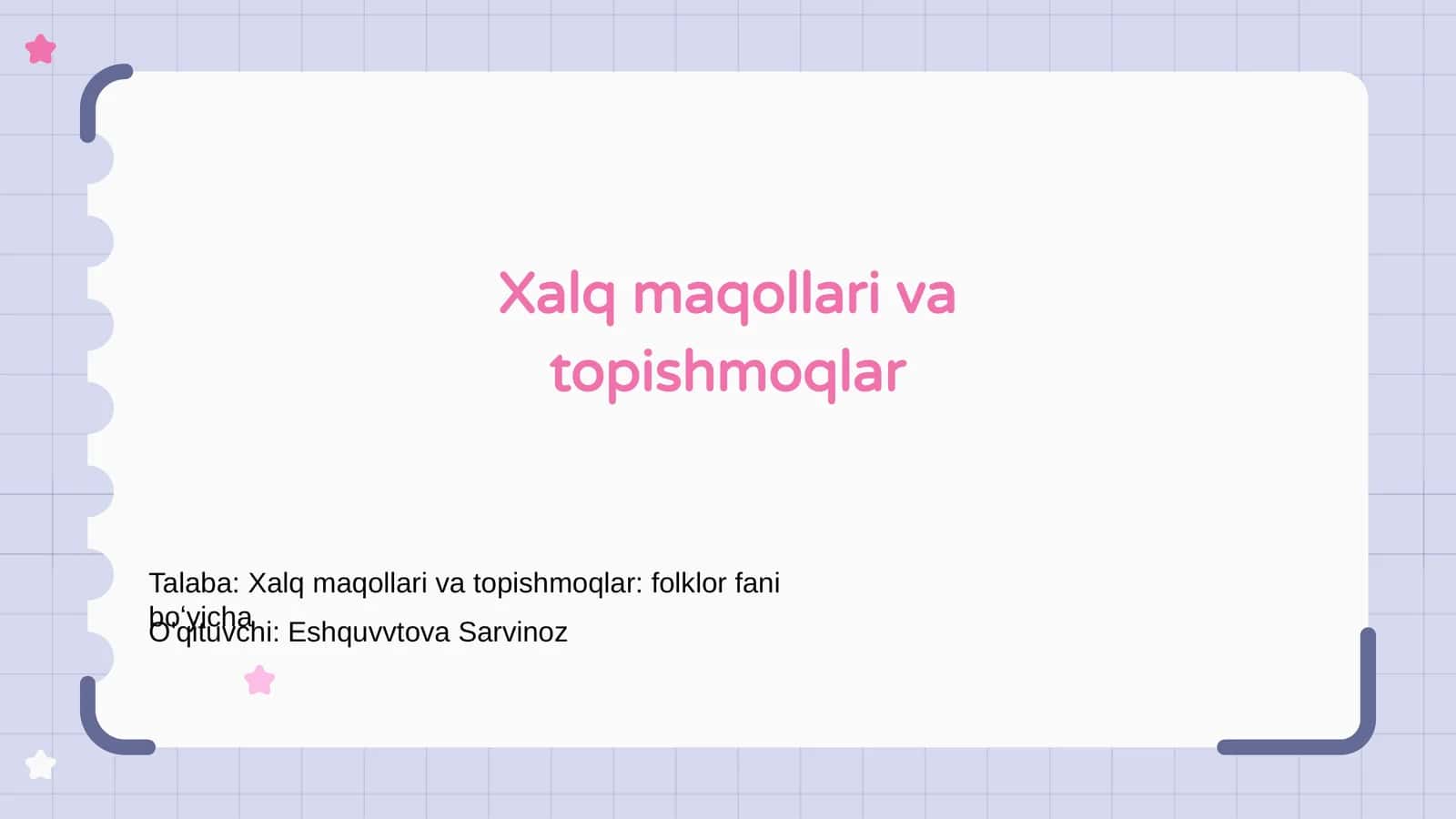 Xalq maqollari va topishmoqlar
