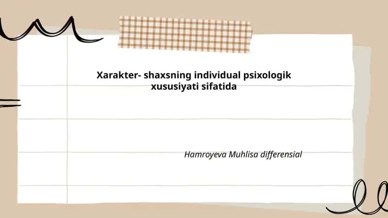 Xarakter va shaxsiyat
