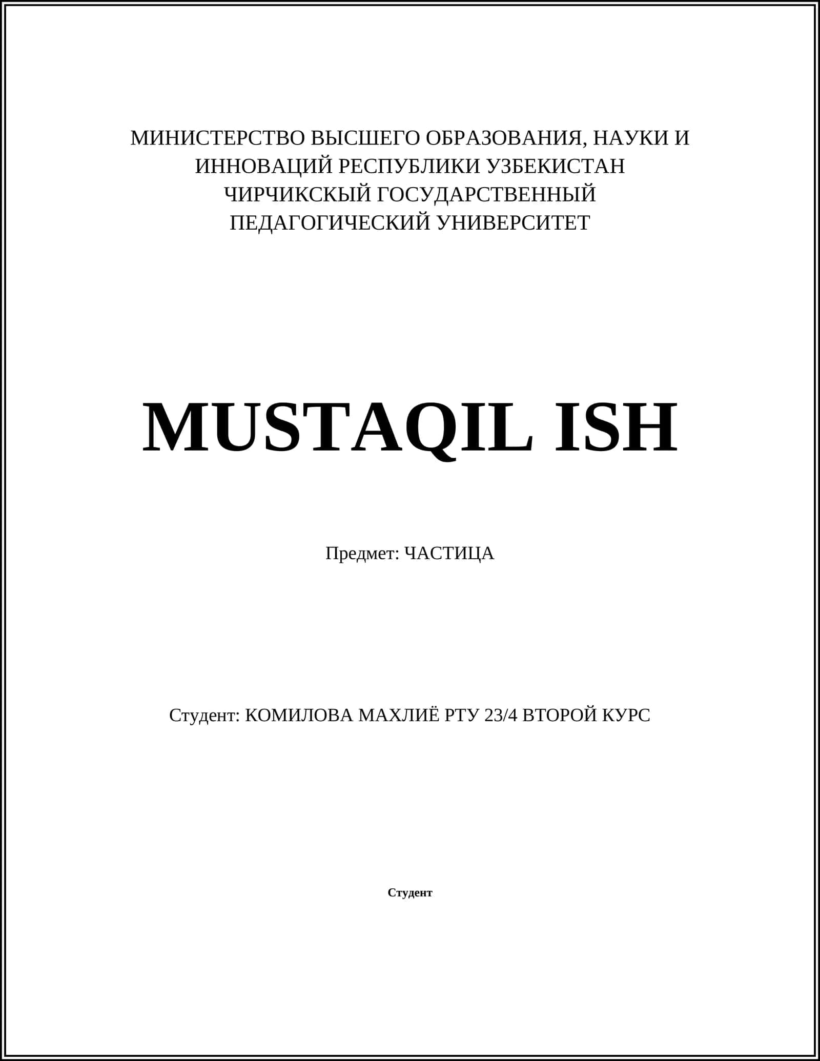 MUSTAQIL ISH