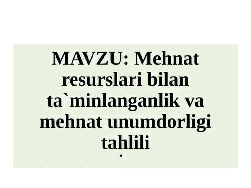 Mehnat resurslari bilan ta`minlanish