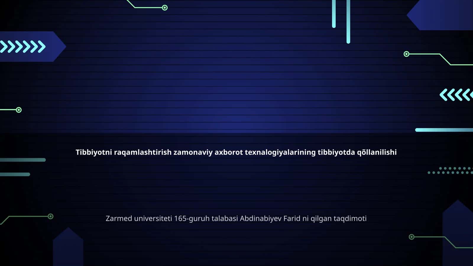 Tibbiyotni raqamlashtirish zamonaviy axborot texnologiyalarining tibbiyotda qõllanilishi