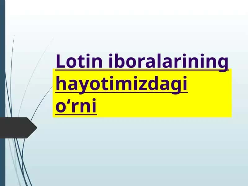Lotin iboralarining hayotimizdagioʻrni