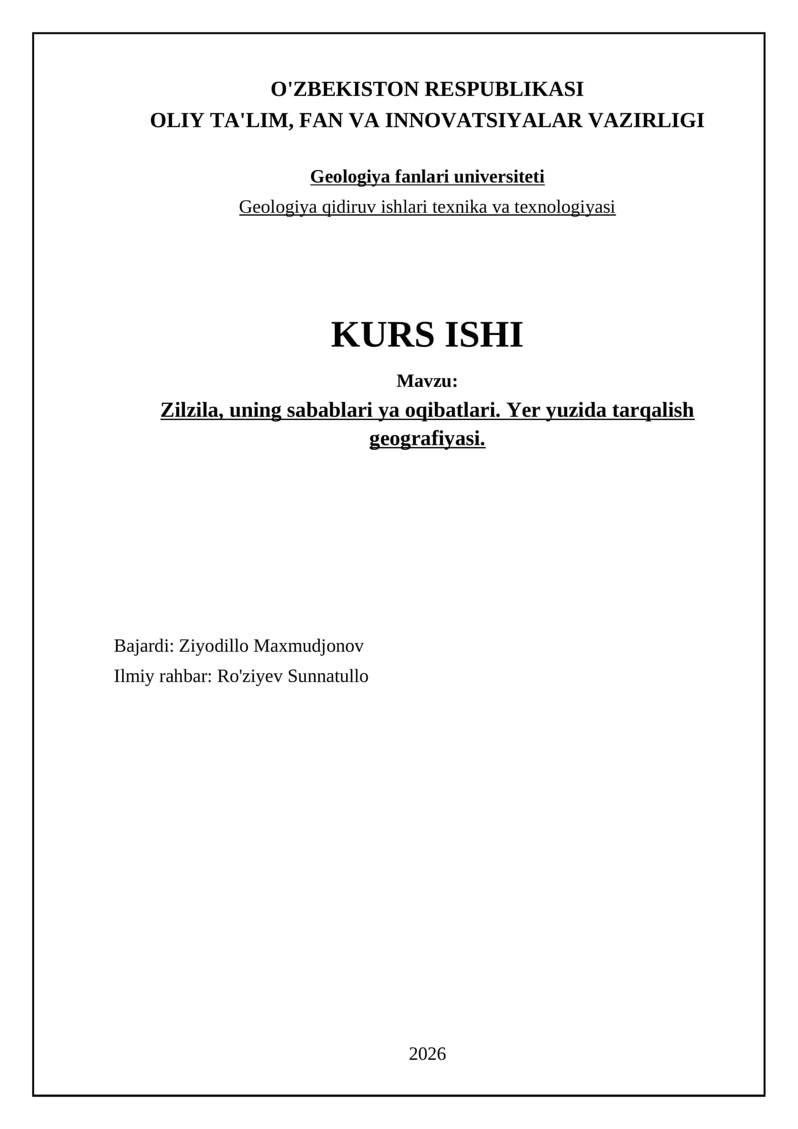 Zilzila, uning sabablari ya oqibatlari. Yer yuzida tarqalish geografiyasi