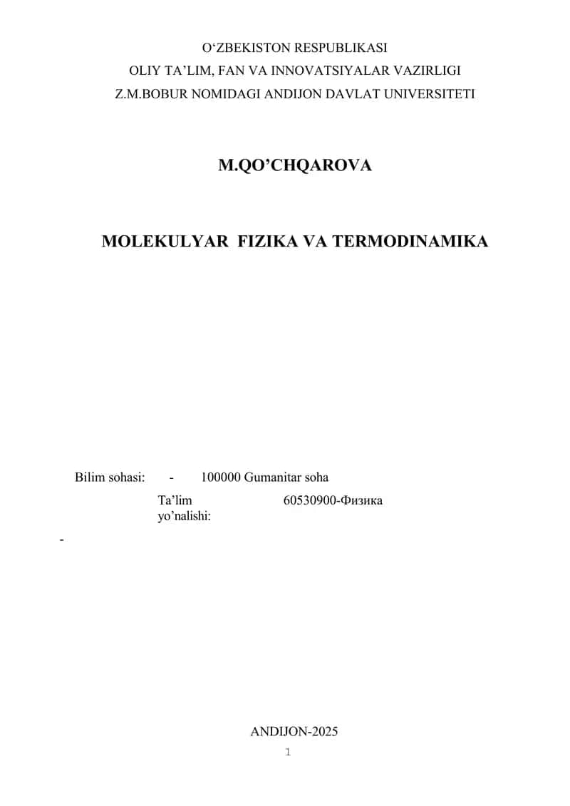 Molekulyar Fizika va Termodinamika