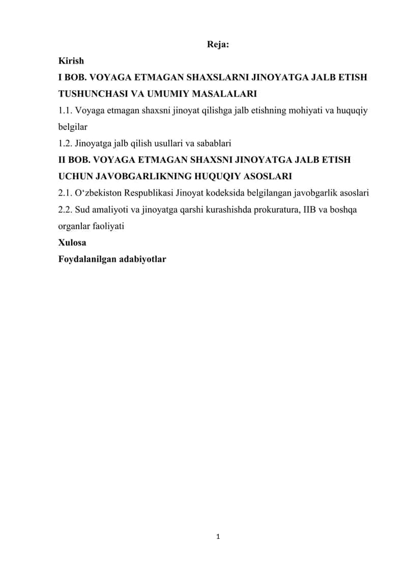 Voyaga yetmagan shaxsni jinoyat qilishga jalb etish uchub javobgarlik
