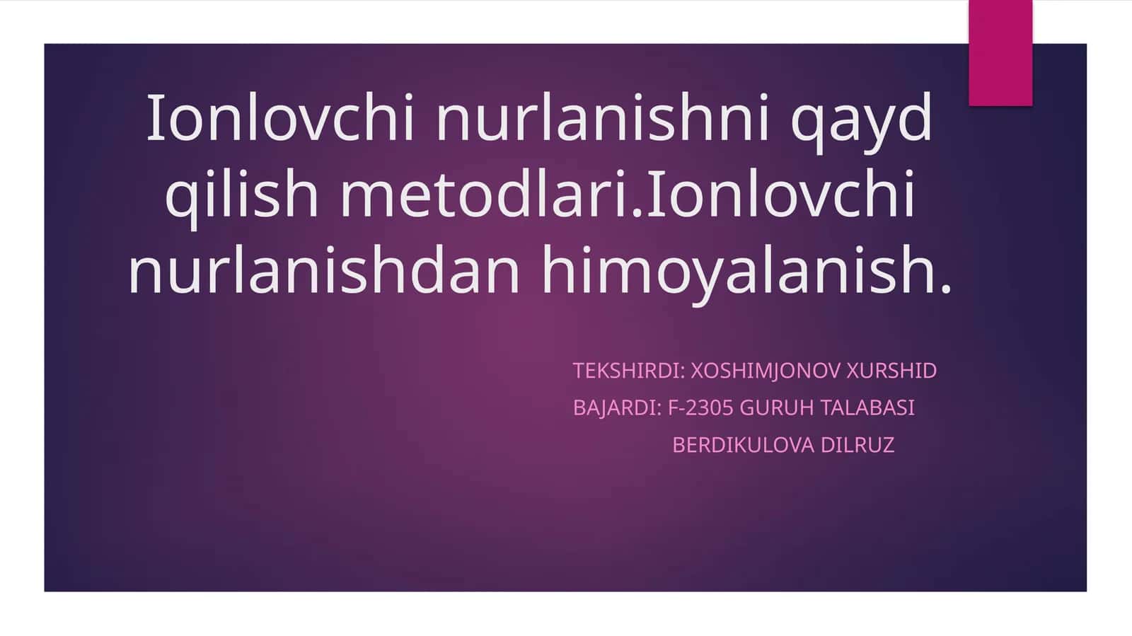 Ionlovchi nurlanishni qayd qilish metodlari