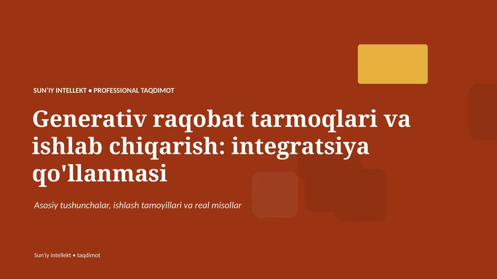 Generativ raqobat tarmoqlari va ishlab chiqarish: integratsiya qo'llanmasi