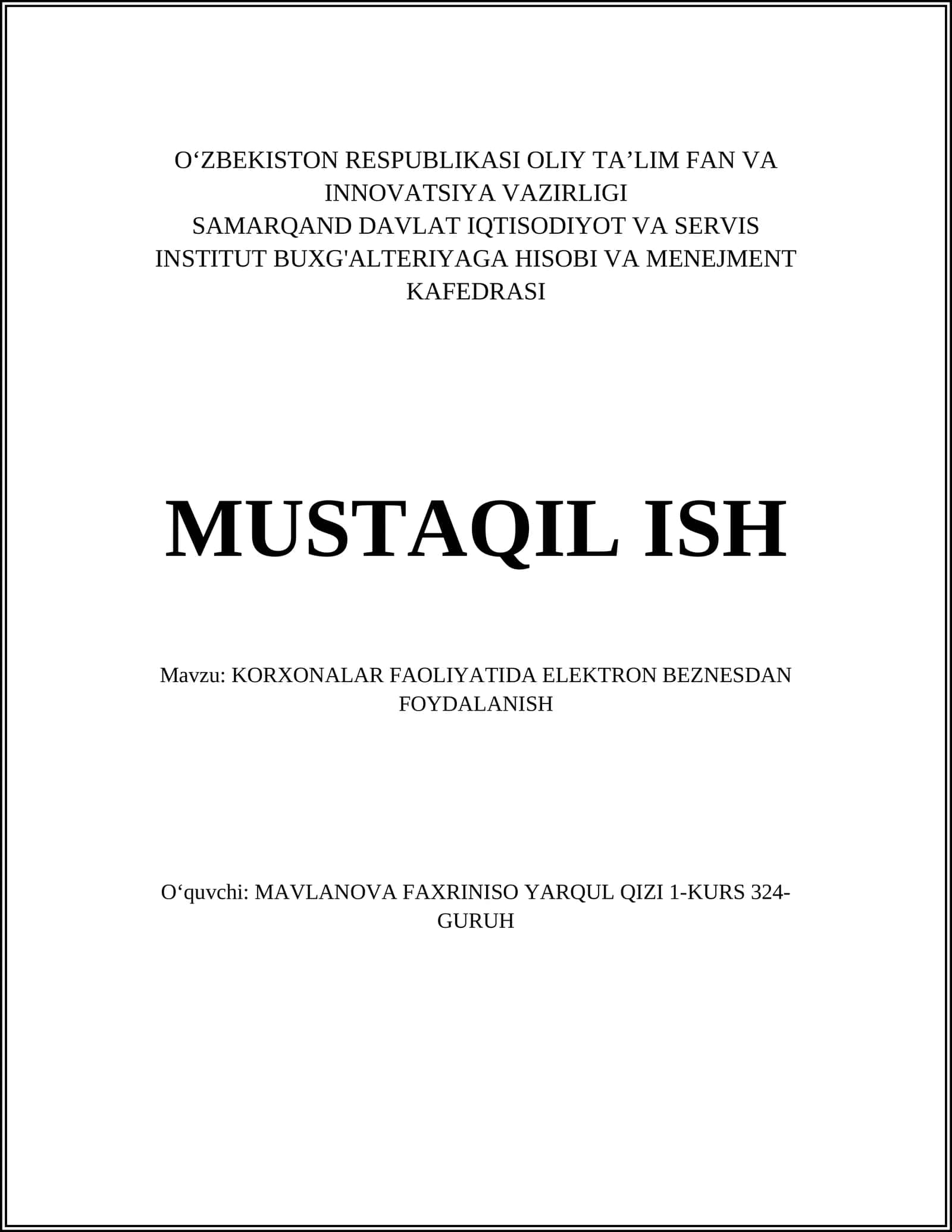 Elektron Biznesning Asosiy Tushunchalari