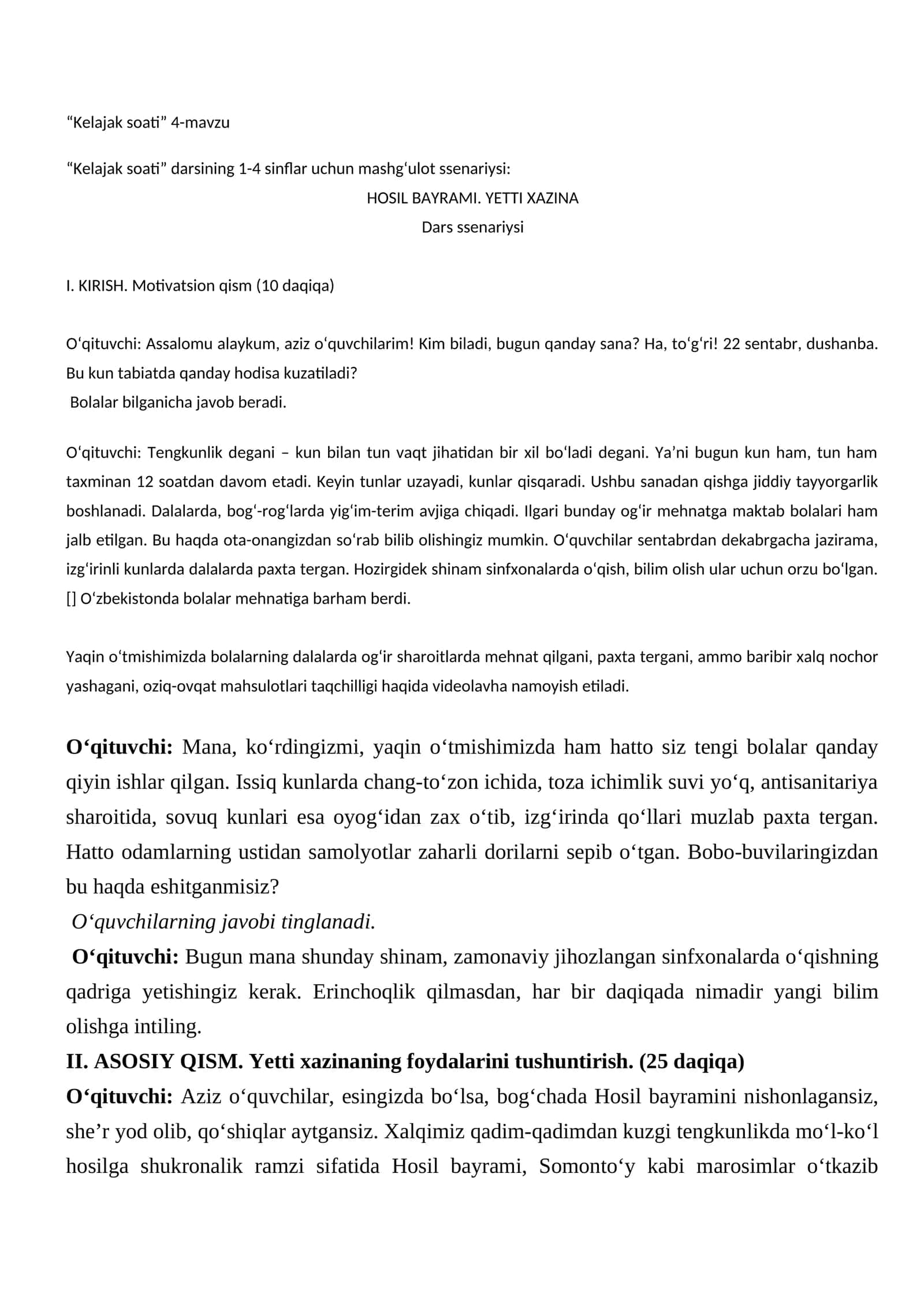“Kelajak soati” 4-mavzu