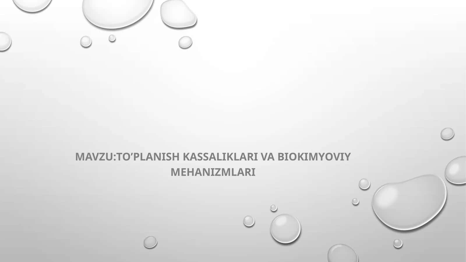 To’planish kassaliklari va biokimyoviy mexanizmlari