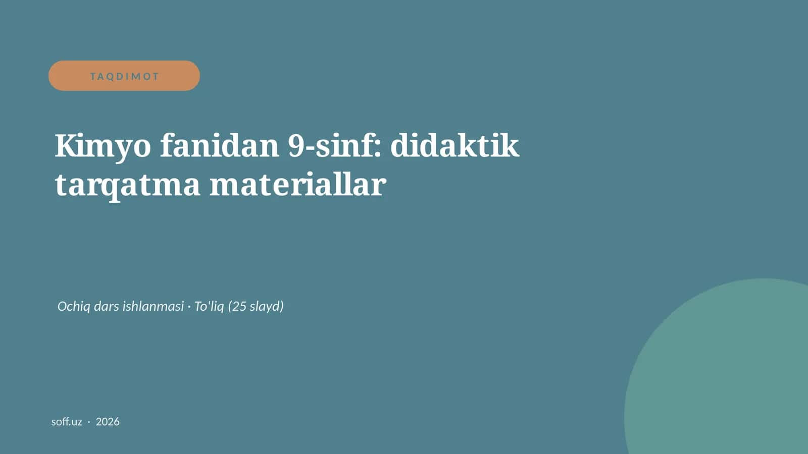 Kimyo fanidan 9-sinf: didaktik tarqatma materiallar