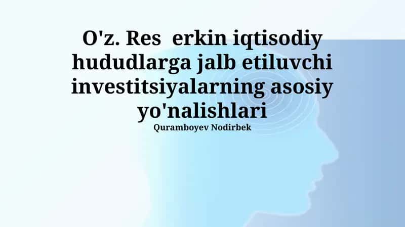 Investitsiyalarning asosiy yo'nalishlari
