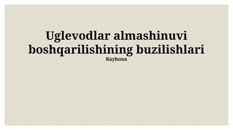 Uglevodlar almashinuvi boshqarilishining buzilishlari