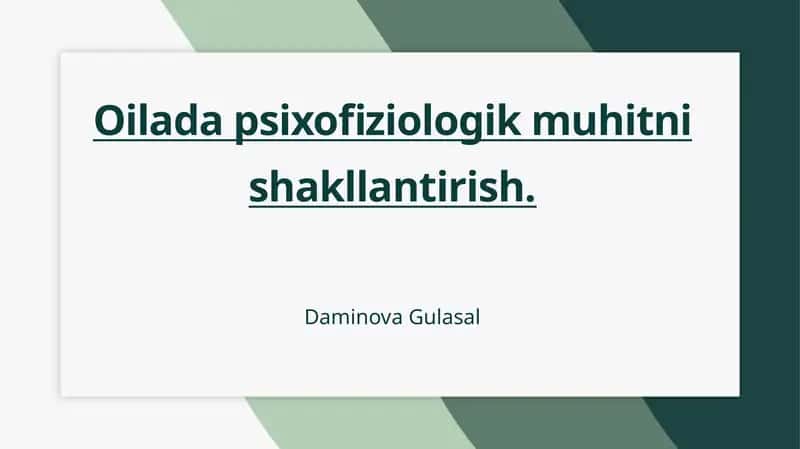 Psixofiziologik muhitni shakllantirish