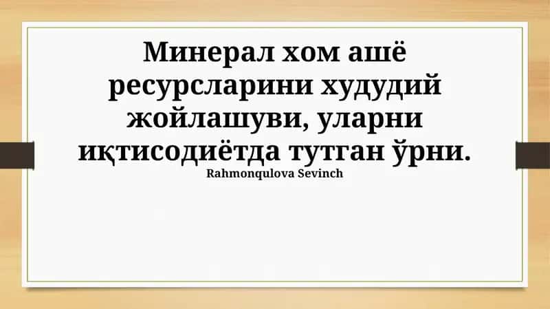 Mineral Resurslarning Hududiy Taqsimoti