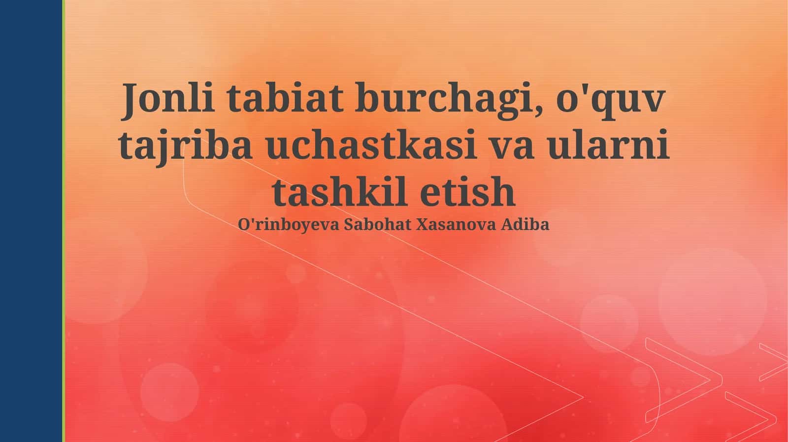 Tabiat burchagi va o'quv tajriba uchastkasi