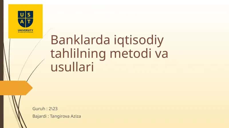 Banklarda iqtisodiy tahlilning metodlari