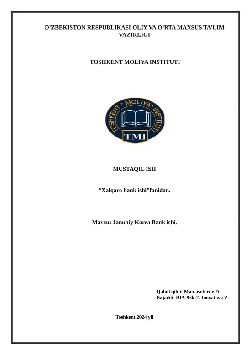 Janubiy Korea Bank ishi