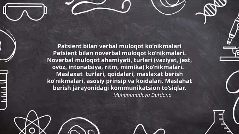 Patsient bilan verbal muloqot ko‘nikmalari