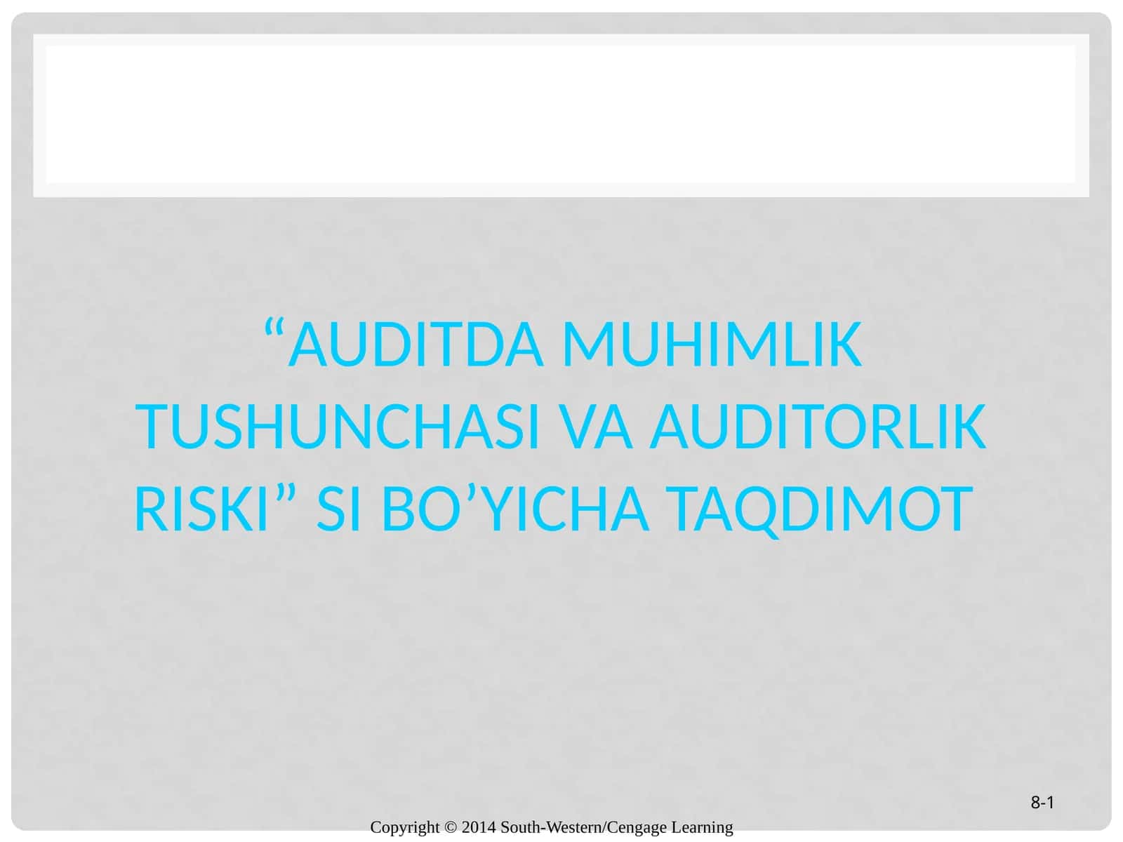 AUDITDA MUHIMLIK TUShUNChASI VA AUDITORLIK RISKI