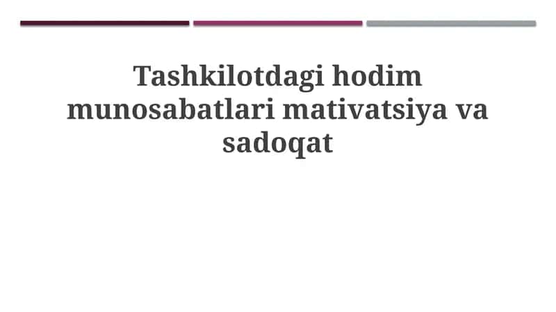 Xodimlar bilan munosabatlar