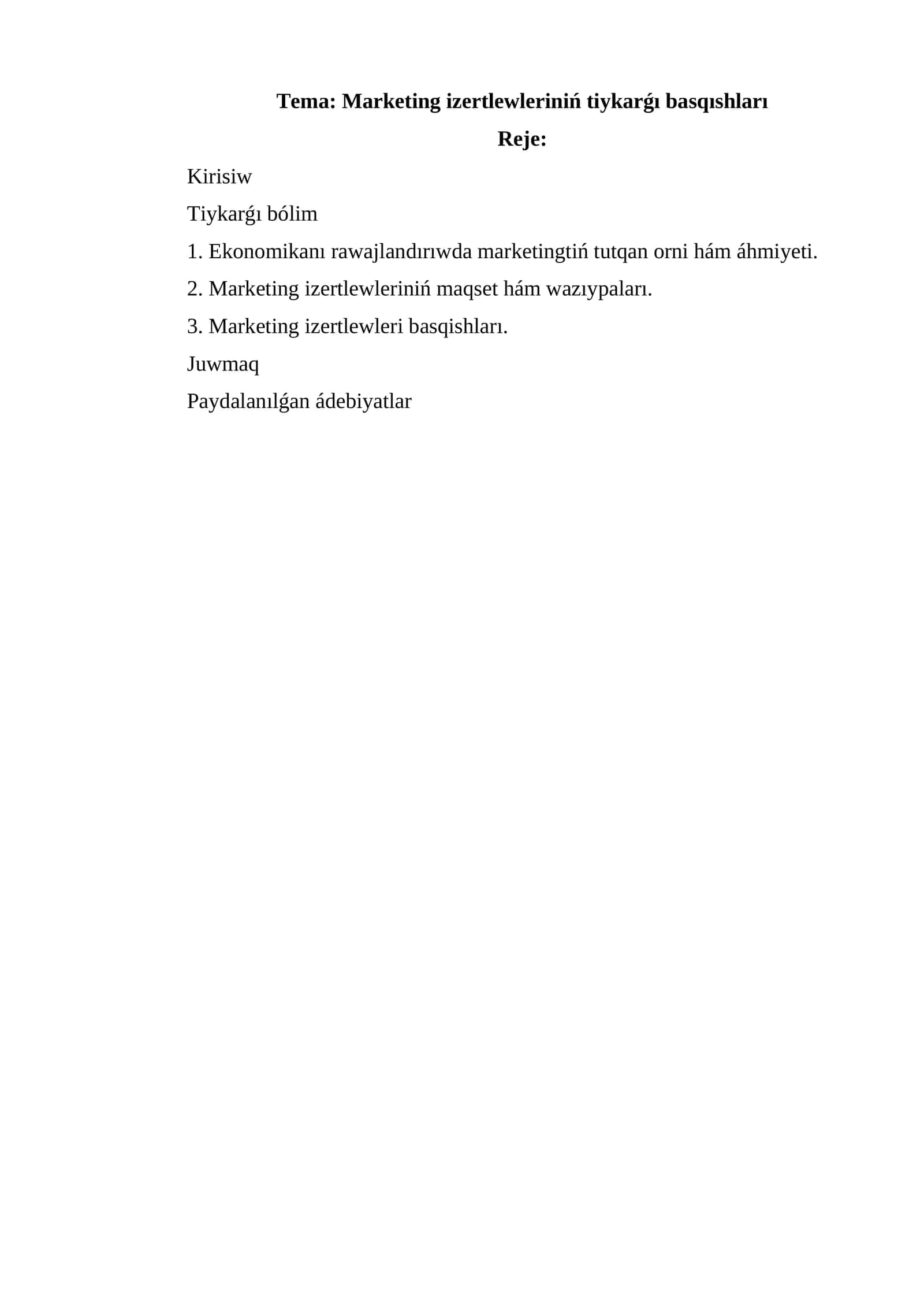 Marketing izertlewleriniń tiykarǵı basqıshları