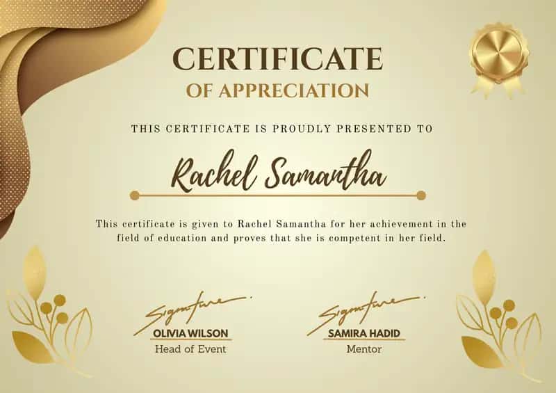 Certificate of Appreciation