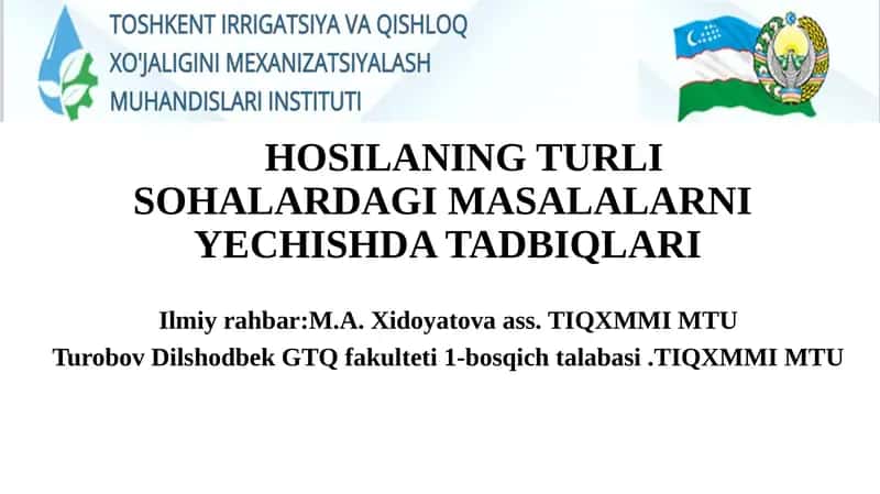 Hosilaning turli sohalardagi masalalarni yechishda tadbiqlari