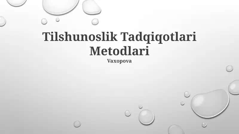 Tilshunoslik Tadqiqotlari Metodlari