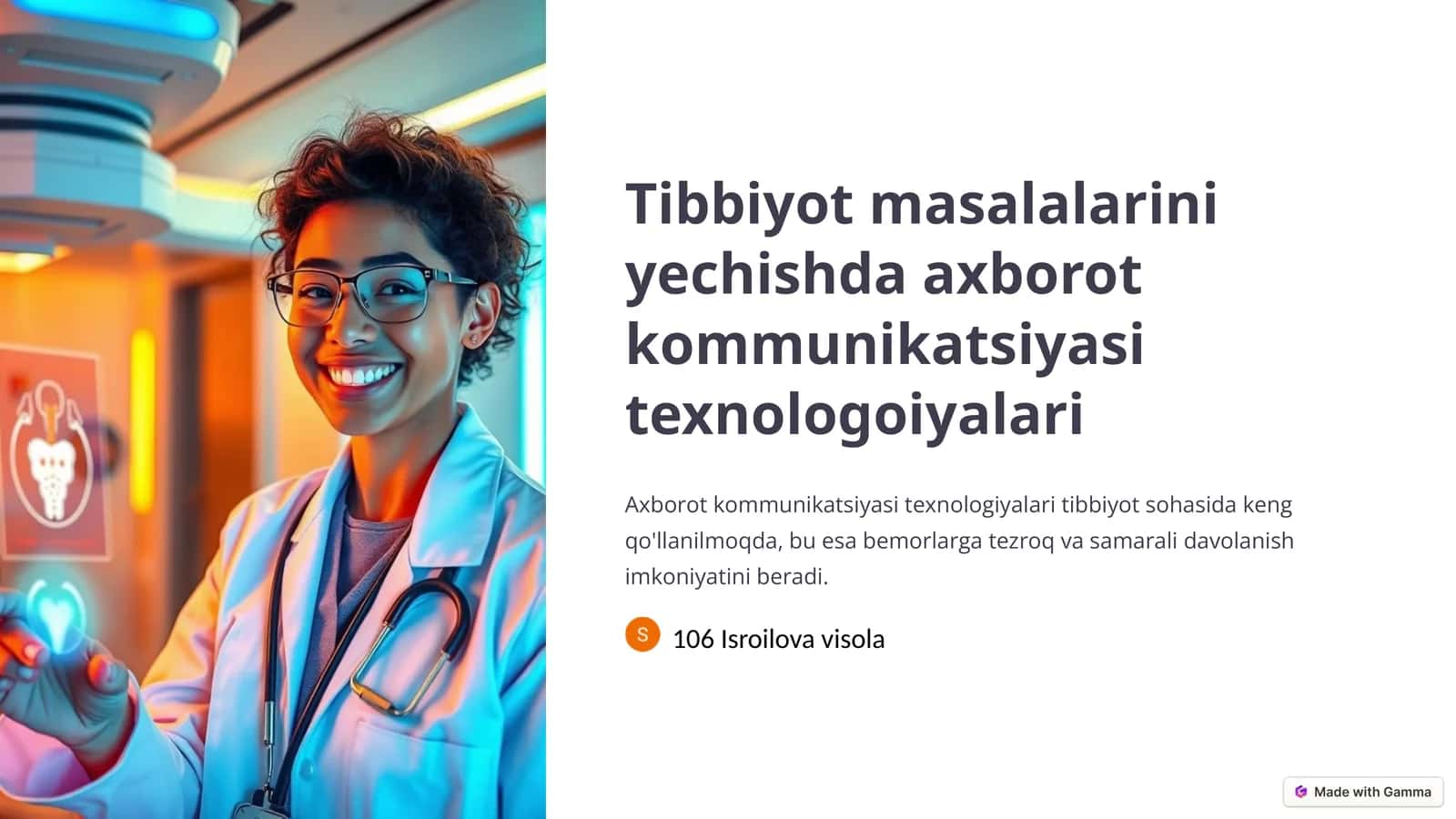 Axborot kommunikatsiyasi texnologiyalari tibbiyot sohasida