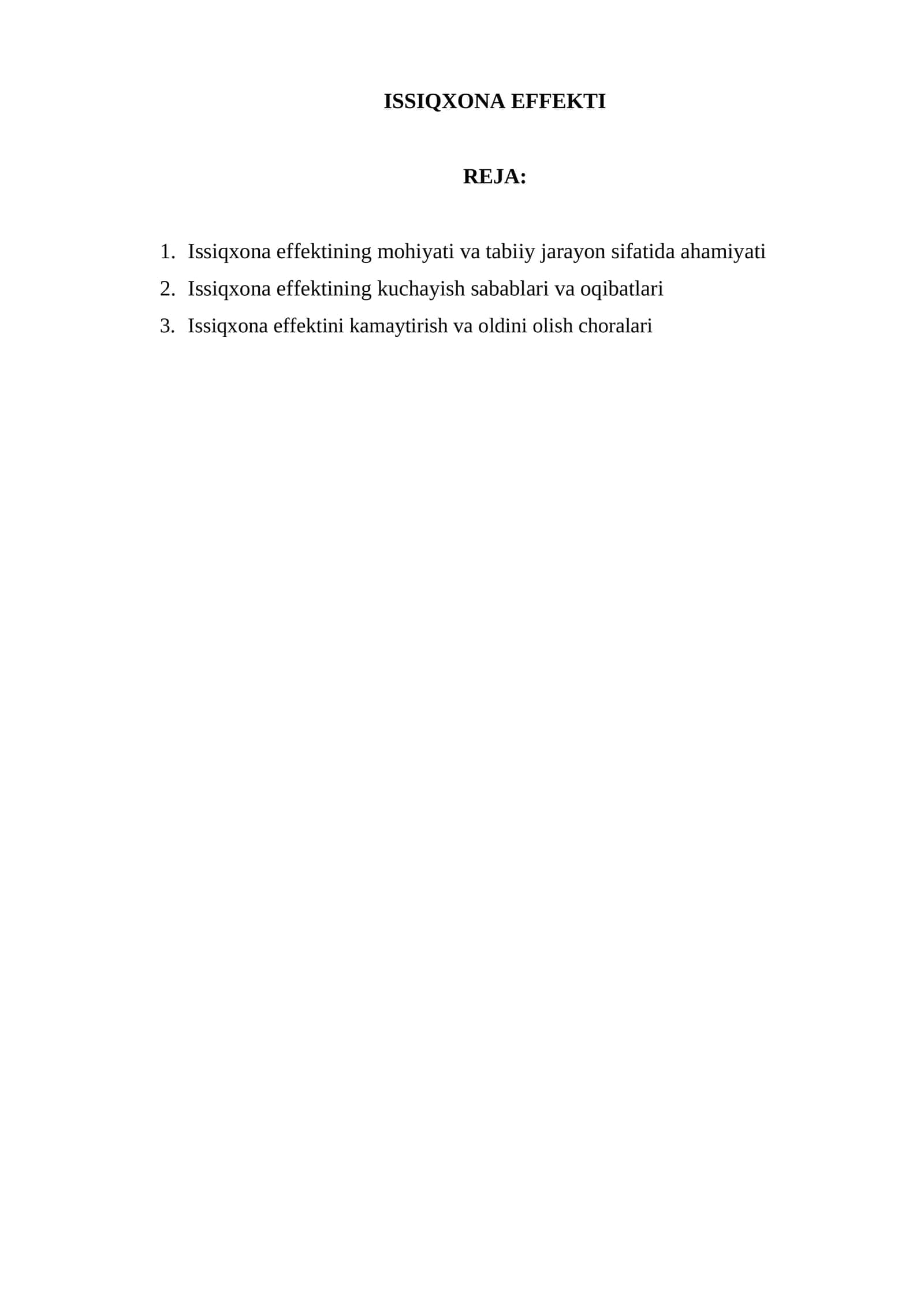 Issiqxona effekti