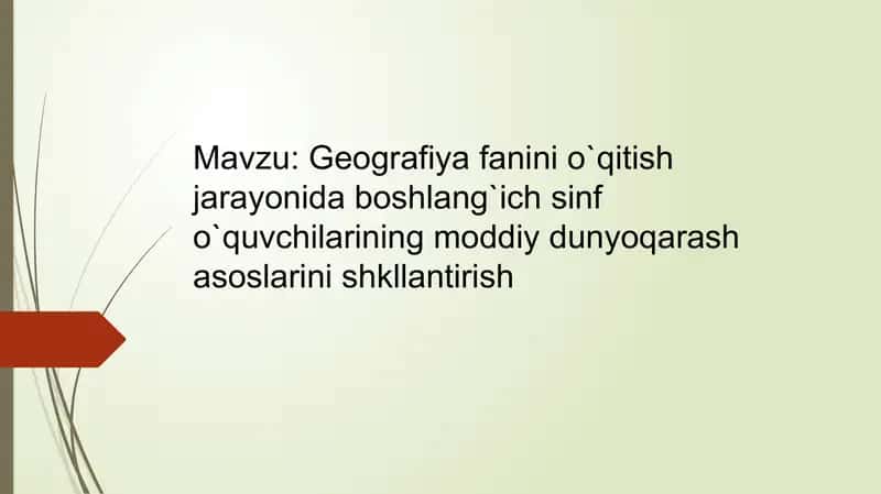 Geografiya o'qitish metodikasi