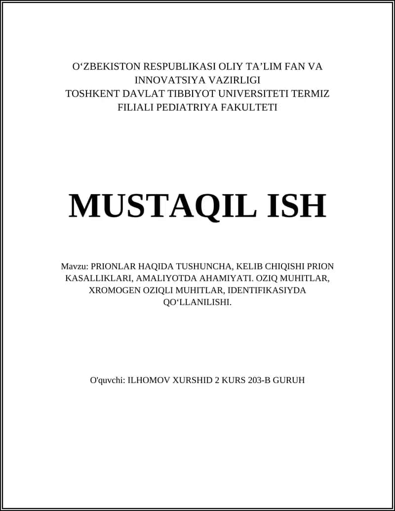 PRIONLAR HAQIDA TUSHUNCHA
